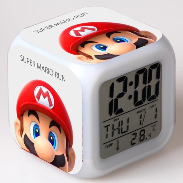 Super Mario Run 7 Colors Change Digital Alarm LED Clock