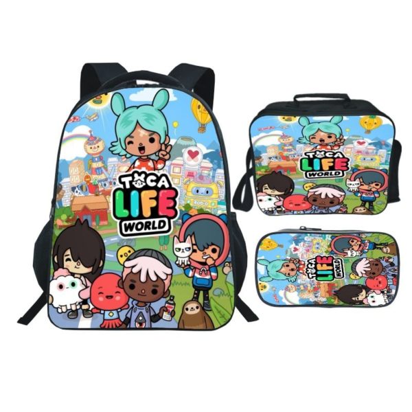 16 Inch Toca Life World Backpack School Bag+Lunch Bag+Pencil Bag ...